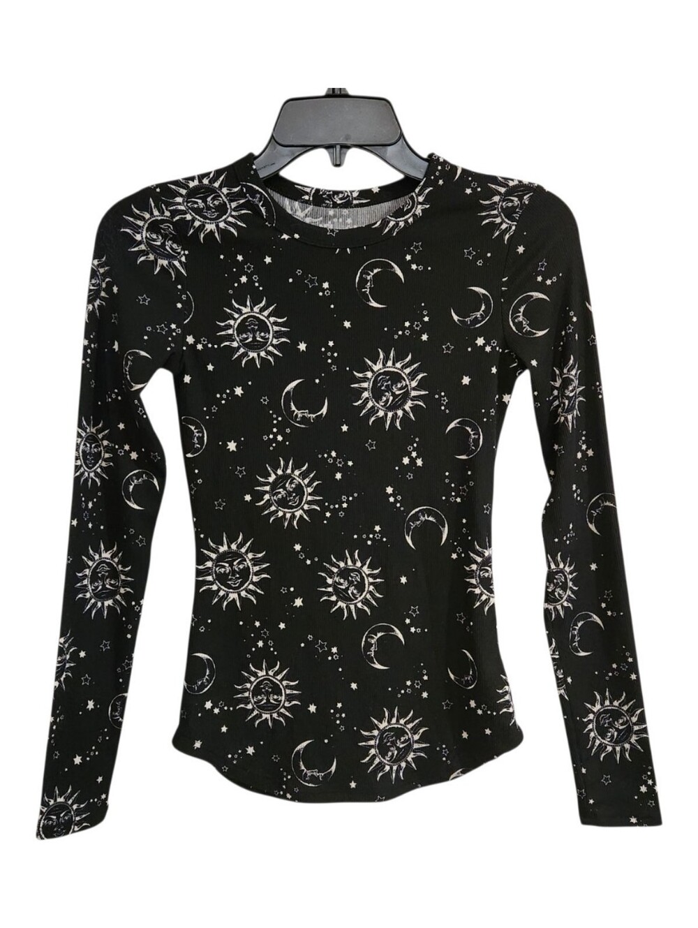 No Boundaries Size XS Long Sleeve Black Celestial Shirt Top Whimsigoth Witchy